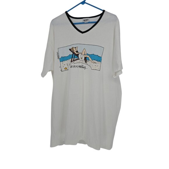 EMERSON STREET Womens Sleepshirt Whte Short Sleeve 'In a Meeting One Size - Picture 1 of 5